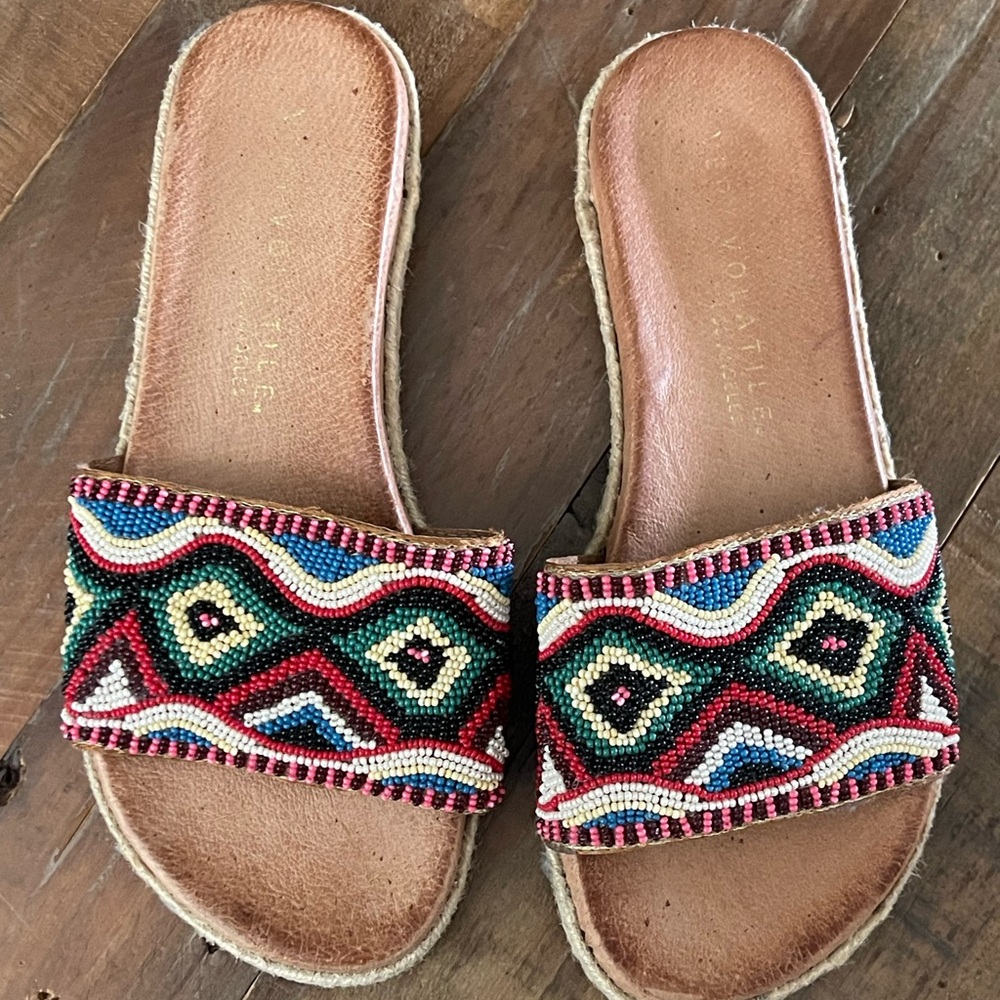 Colorful Beaded Slide Sandals